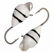 Капля с ушком d 5,5 мм, вес 2,5 гр, обмазка с камнем белая-винт /10 шт/